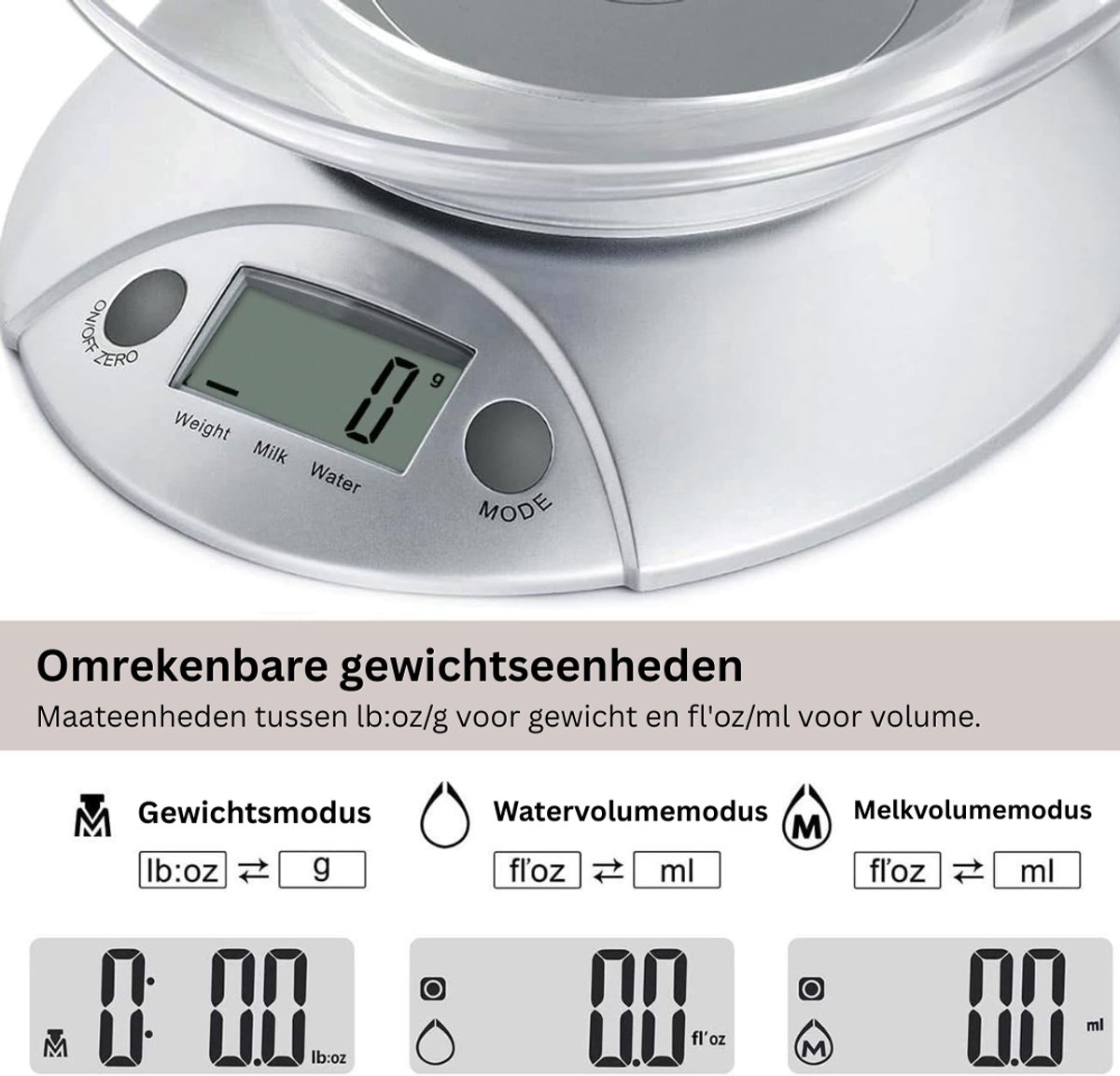 CRLYN® Weegschaal Keuken - Mini Weegschaal - Precisie Weegschaal Met Kom