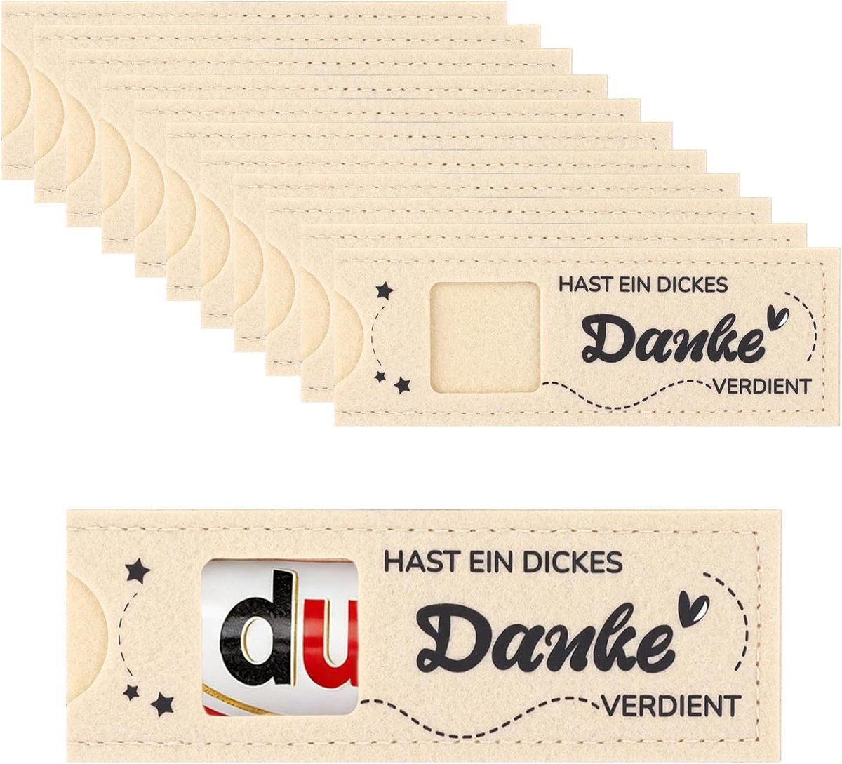 Cadeauset met 12 stuks in vilten verpakking voor chocolade, perfect bedankje voor collega's, vrouwen en mannen