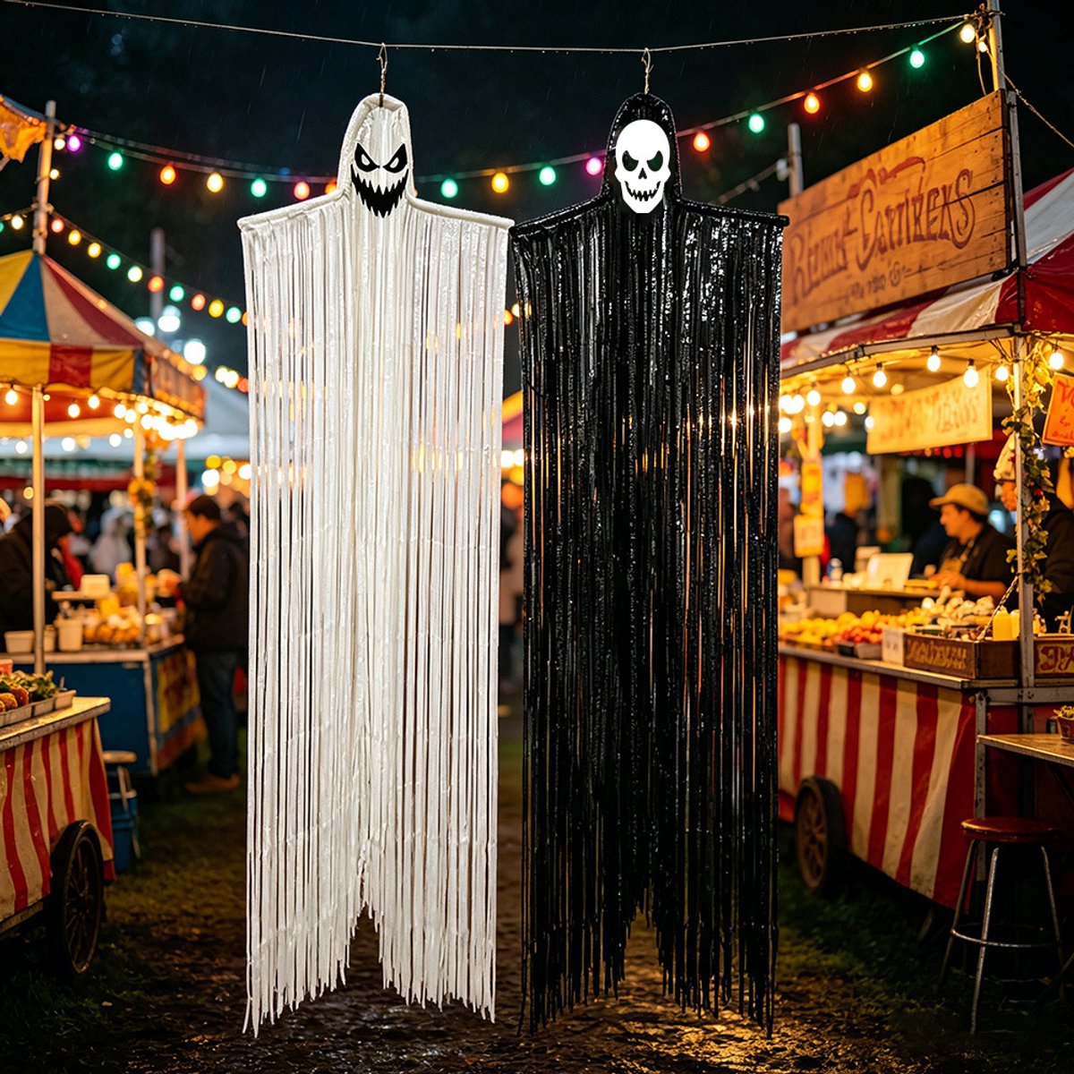 Ryoudavell - Halloween Decoratie Buiten 160 cm(Zwart/Wit) - Feestdecoratievoorwerp - Halloween versiering
