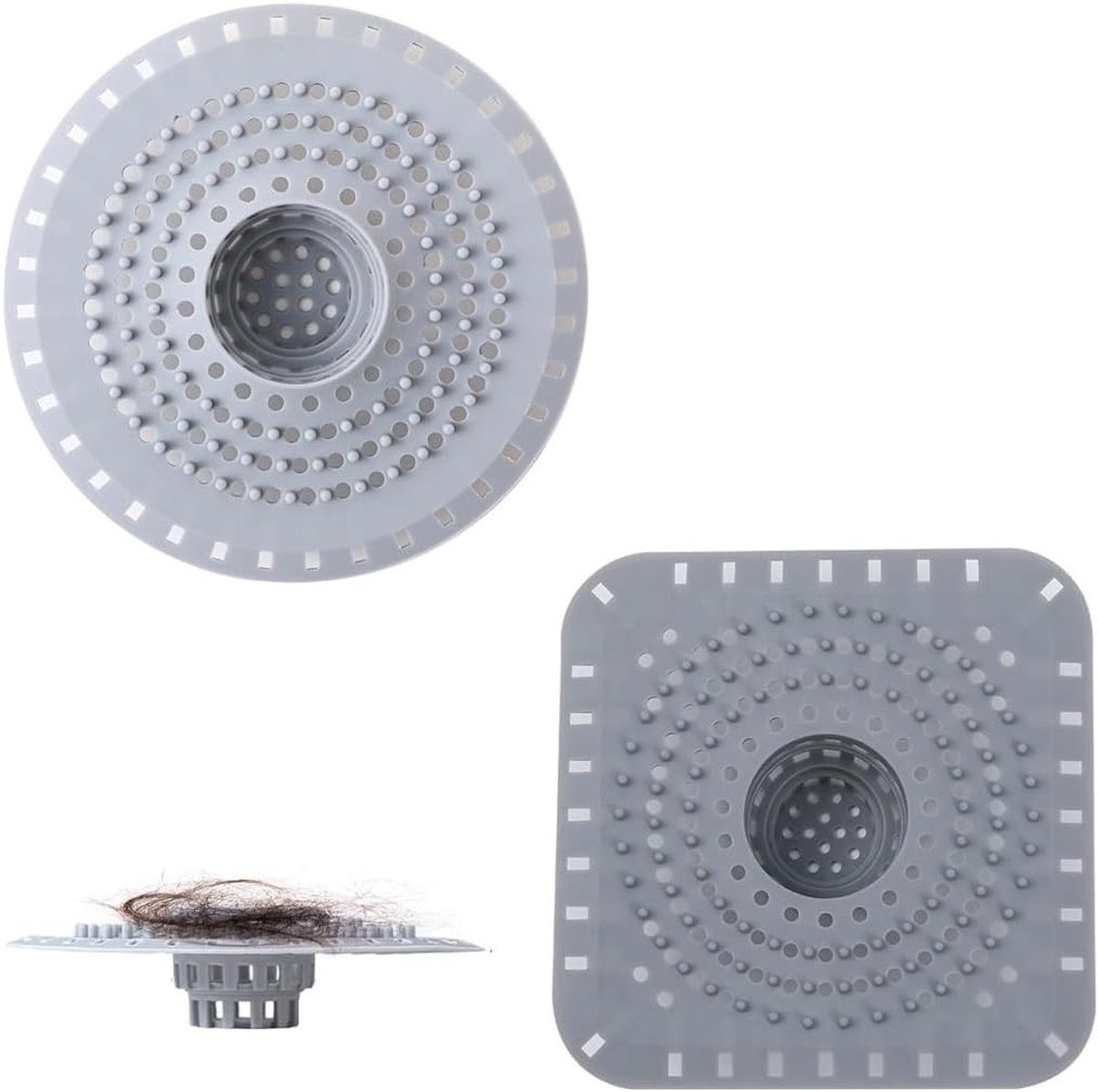 Afdruiprek voor douche en wastafel, siliconen haarvanger voor badkuip en vloerafvoer, snelle afwatering, 2 stuks, ideaal voor badkamer en keuken