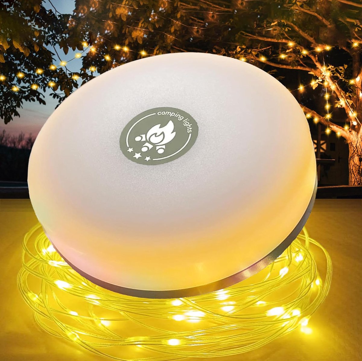 4-in-1 Campingslingerlicht met 8 Lichtmodi - 2800mAh Oplaadbare Powerbank, 15 Uur Werktijd, Draagbare Outdoor Lichtslinger voor Tuin, Kamperen, Decoratie (10m)