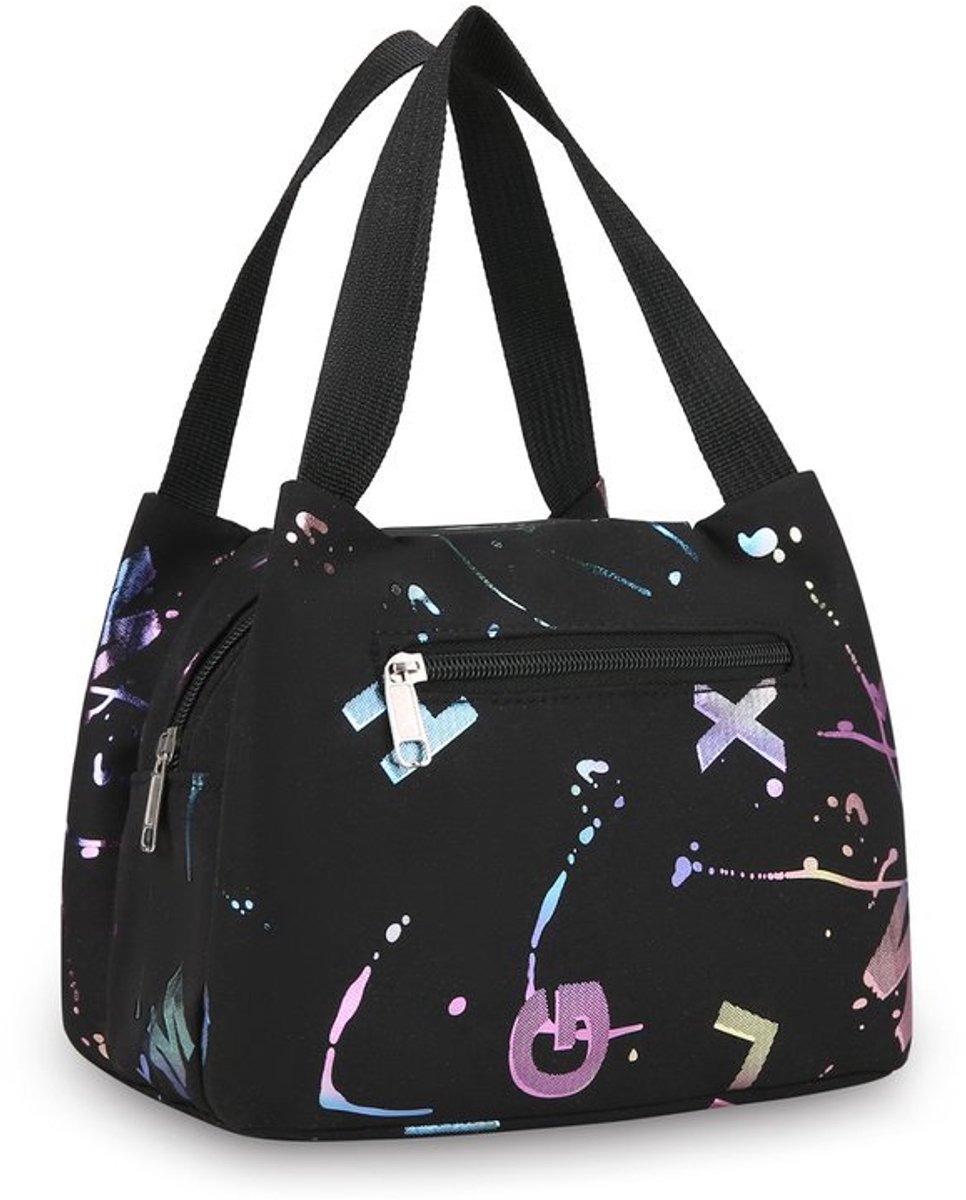 Kleine handtas - stijlvolle canvas tas - dames lunchtas - handtas - 21×14×17 cm - zwart