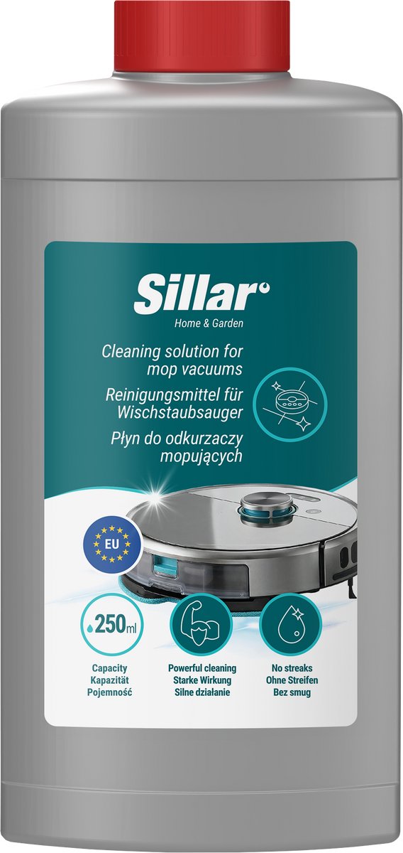 Sillar Vloerreiniger 250ml - concentraat - voor dweilrobots en steelstofzuigers - citroengeur - universeel - reinigen van houten vloeren, laminaat, steen