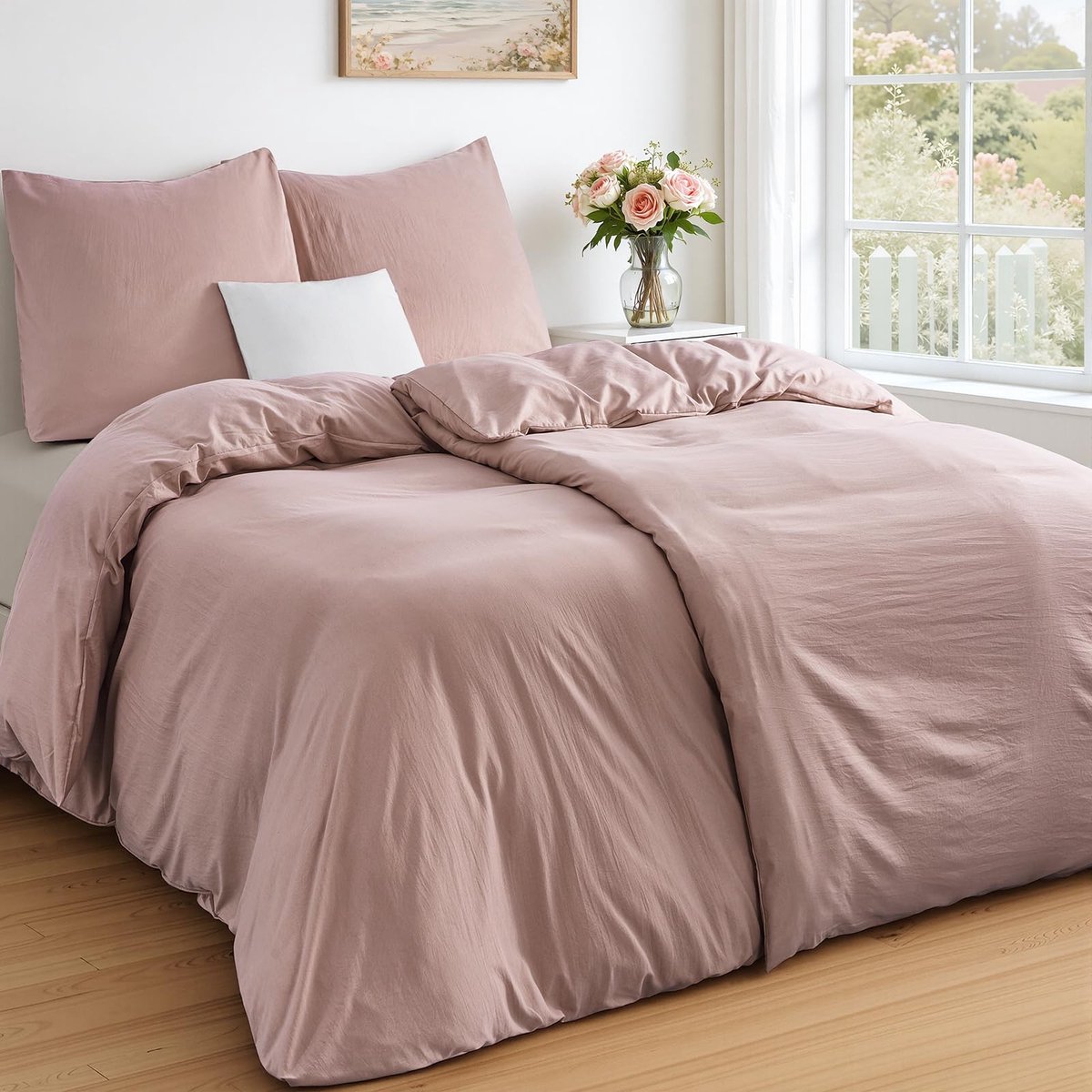 Elzusha - Bedding Pink Spring 135 x 200 cm - 4-delige Super Zachte Microvezel Beddengoedset