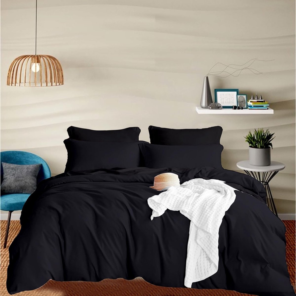 Elzusha - Luxe Katoenen Duvet Cover Set in Zwart met 2 Kussenslopen