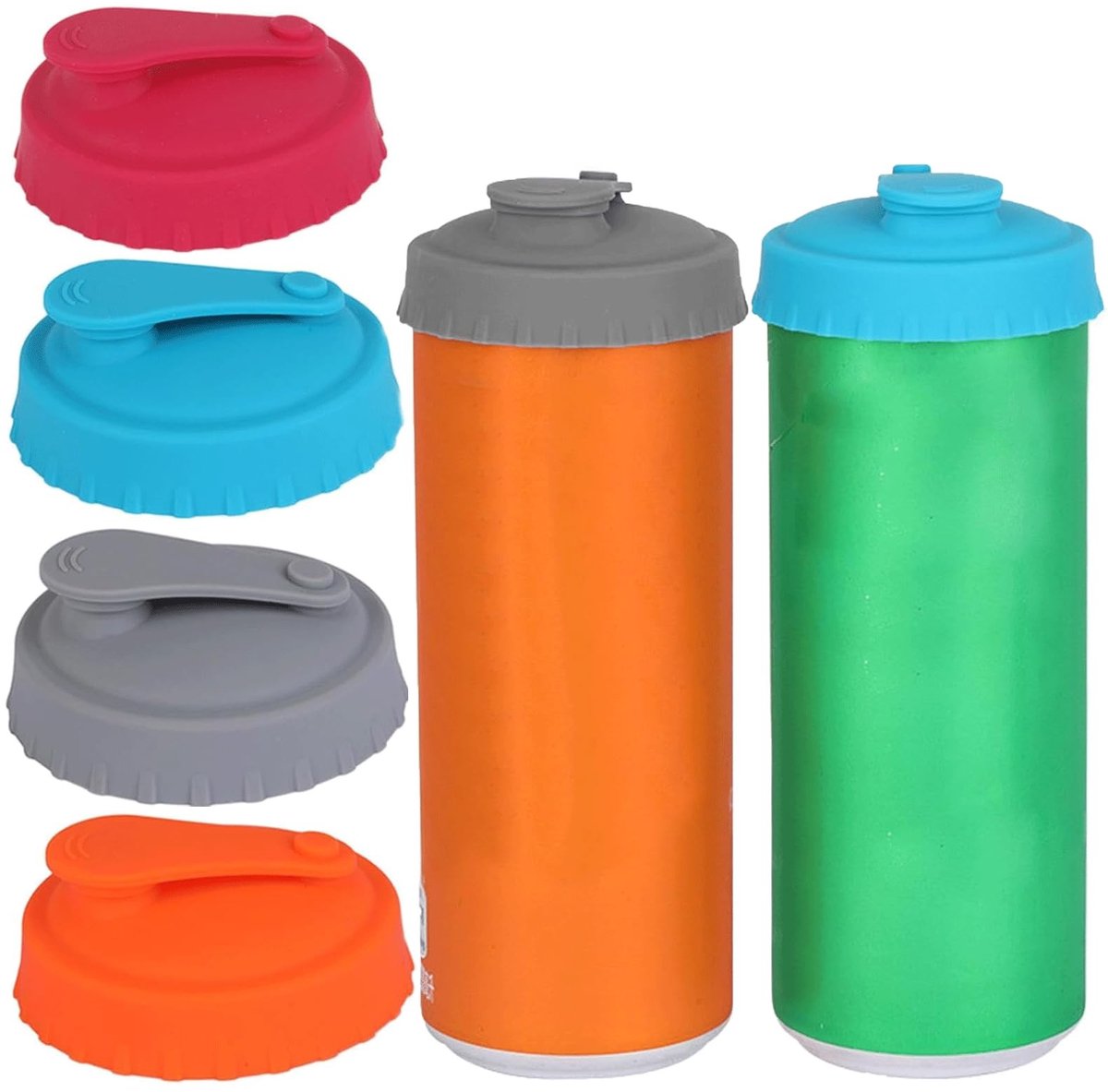 Elzusha - Set van 4 Herbruikbare Deksel voor Drinkblikjes