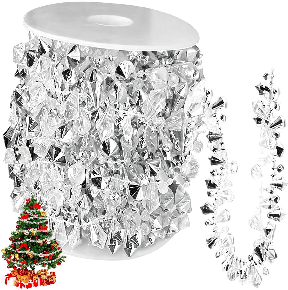 Elzusha - Kerstdecoratieketting - 5 meter lang, zilver