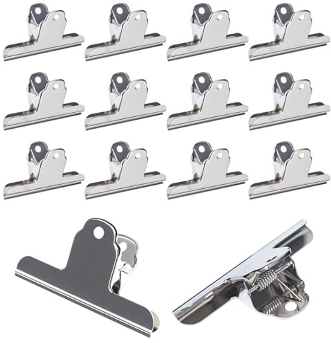 Elzusha - Set van 12 Grote Zilveren Bulldog Clips voor Documenten