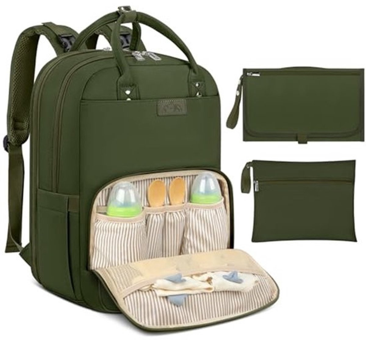 Luierrugzak voor baby's met Kinderwagenriemen en Luieronderlegger - Grote Zwarte Babytas