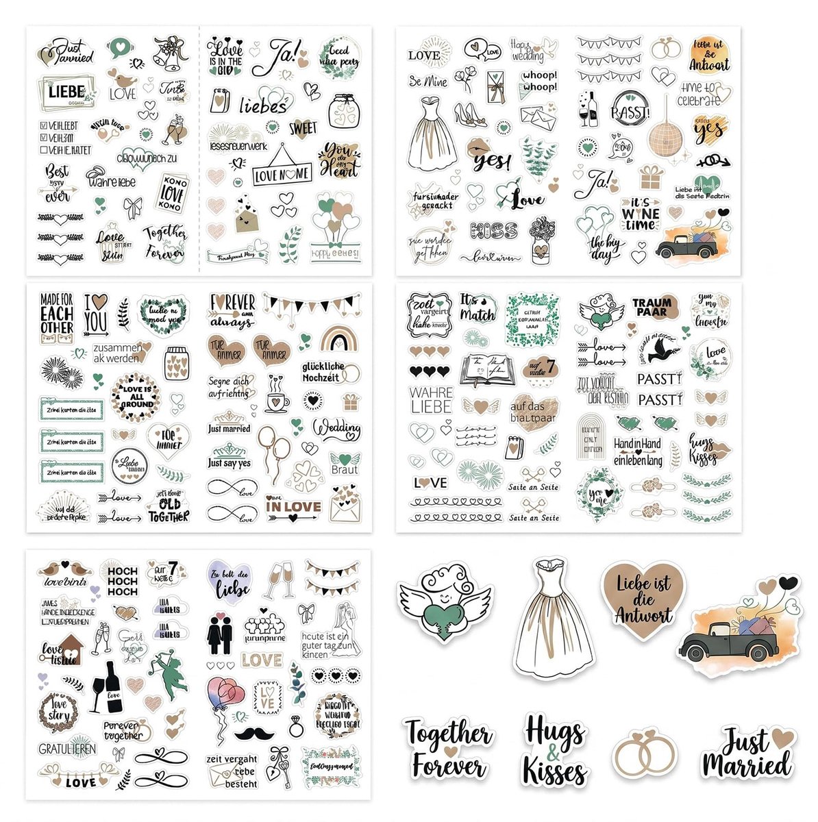 Elzusha - Set van 10 Transparante Bruiloft Stickers voor Gastenboek