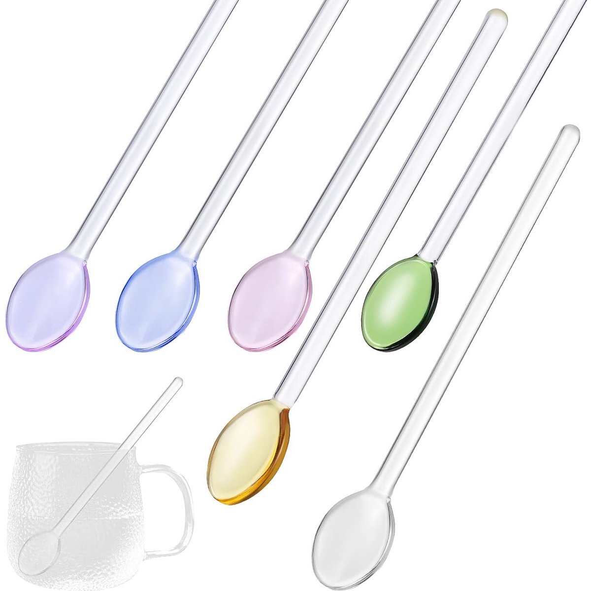 Elzusha - 6 Stuks Glazen Lepels voor Koffie en IJs