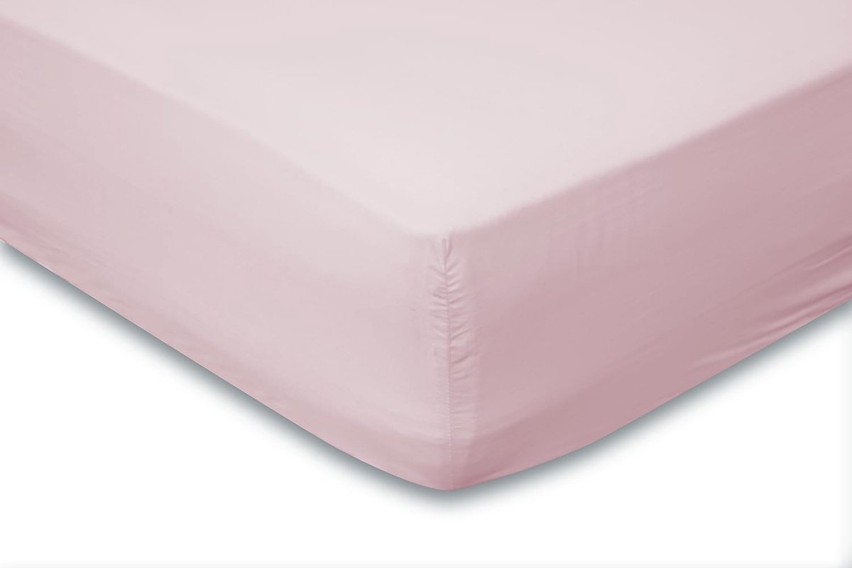 Elzusha - Hoeslaken Katoen Percale - Roze 90x200cm - Hoekhoogte 35cm