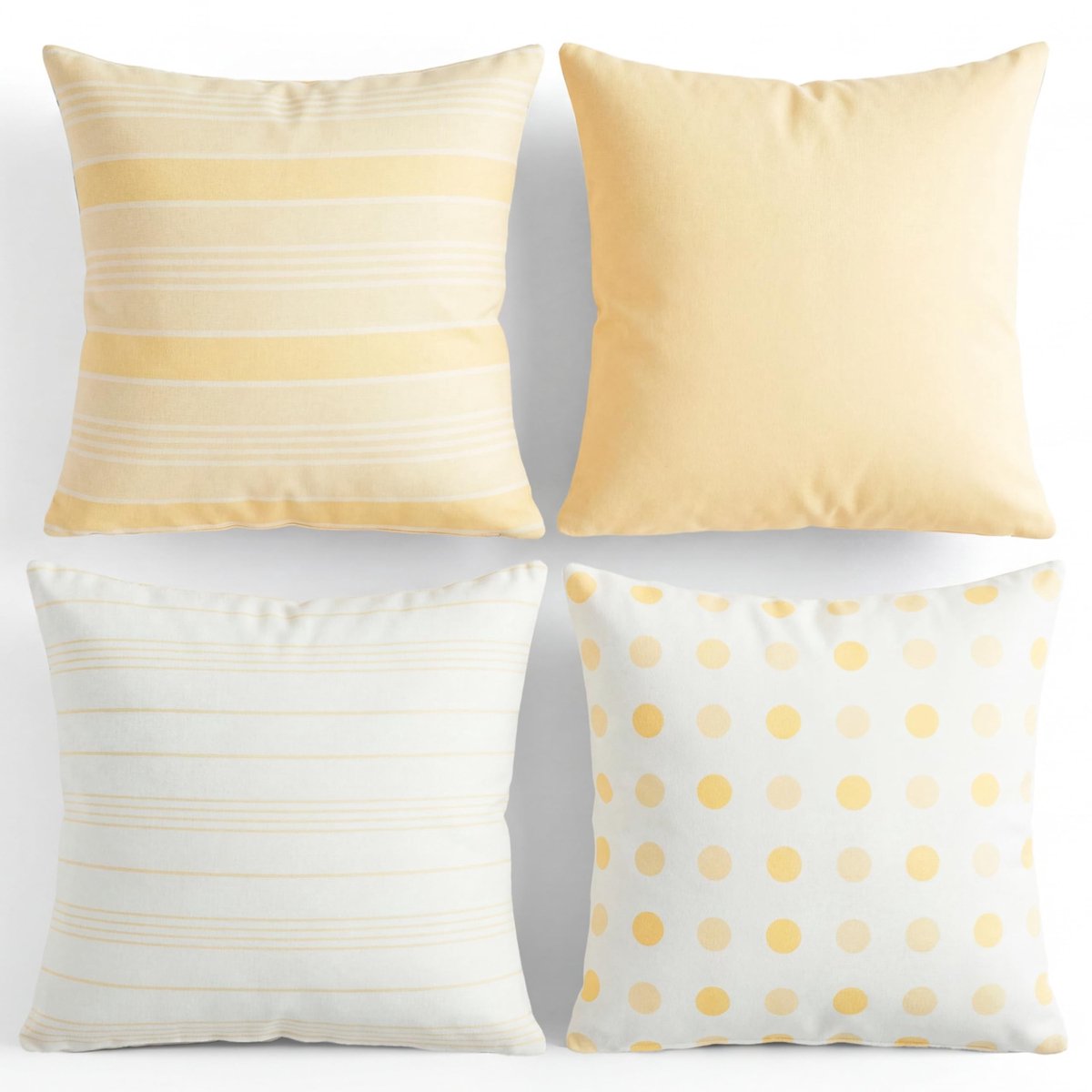 Elzusha - Set van 4 Kussenhoezen 45x45 cm Pastelgeel - Moderne Woondecoratie - Afneembaar en Wasbaar
