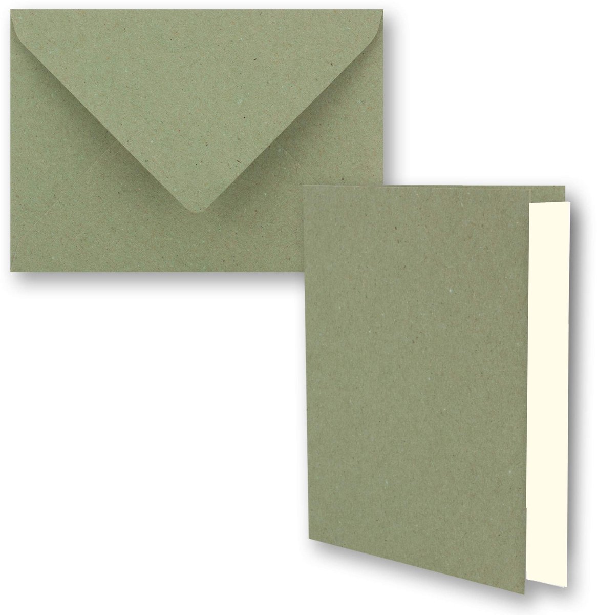 Elzusha - Vouwkaarten Set - Groen Vintage Kraft Papier met Enveloppen en Inserts - A6