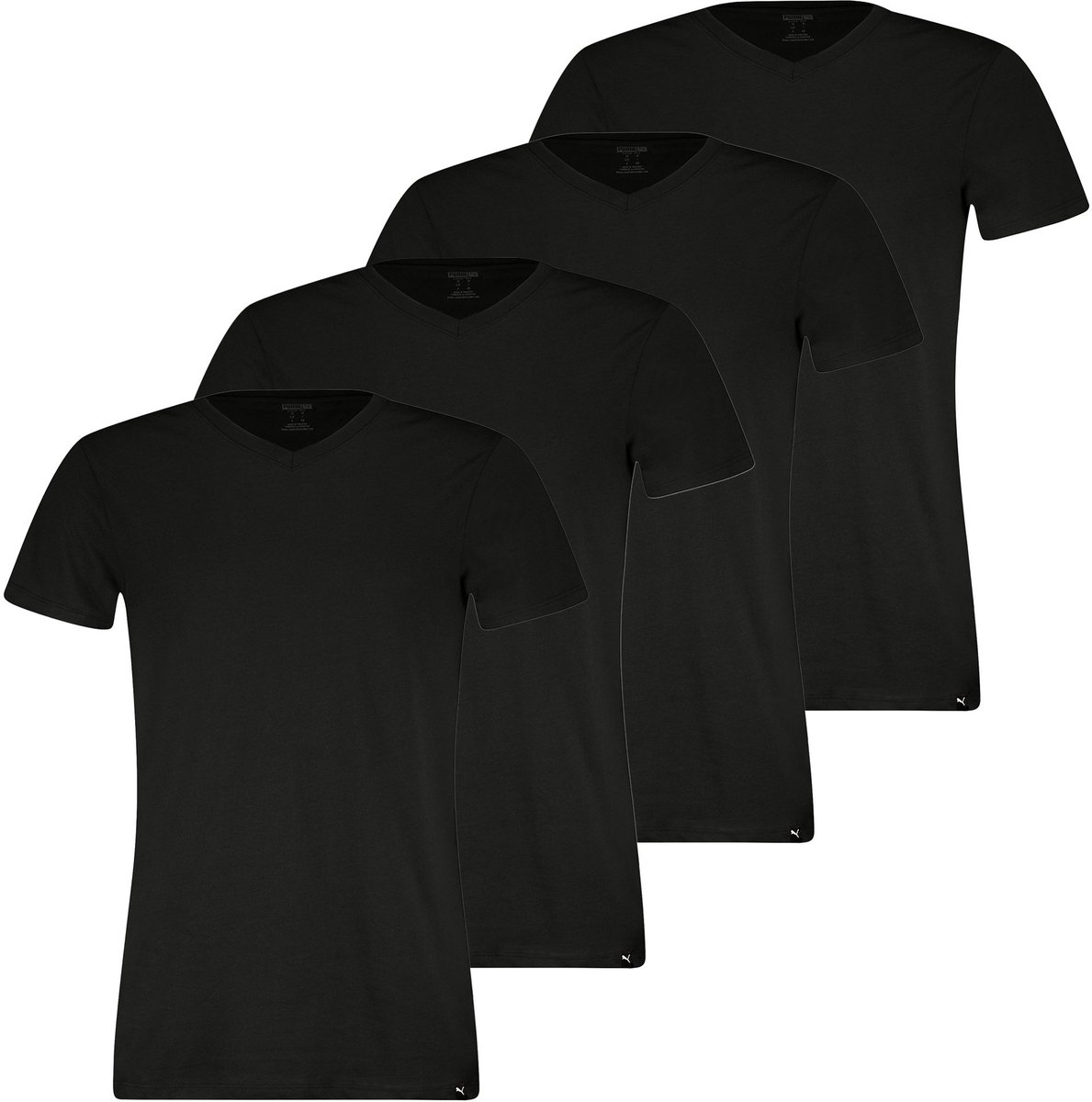 Puma T-shirt V-Neck Tee 4P Verpakking van 4 Zwart