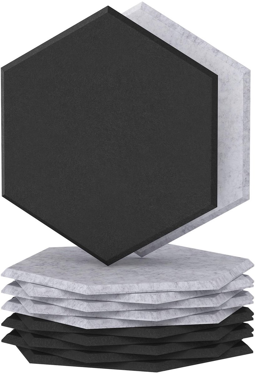 Elzusha - 12 Stuks Akoestische Panelen Hexagonaal 30 x 26 cm