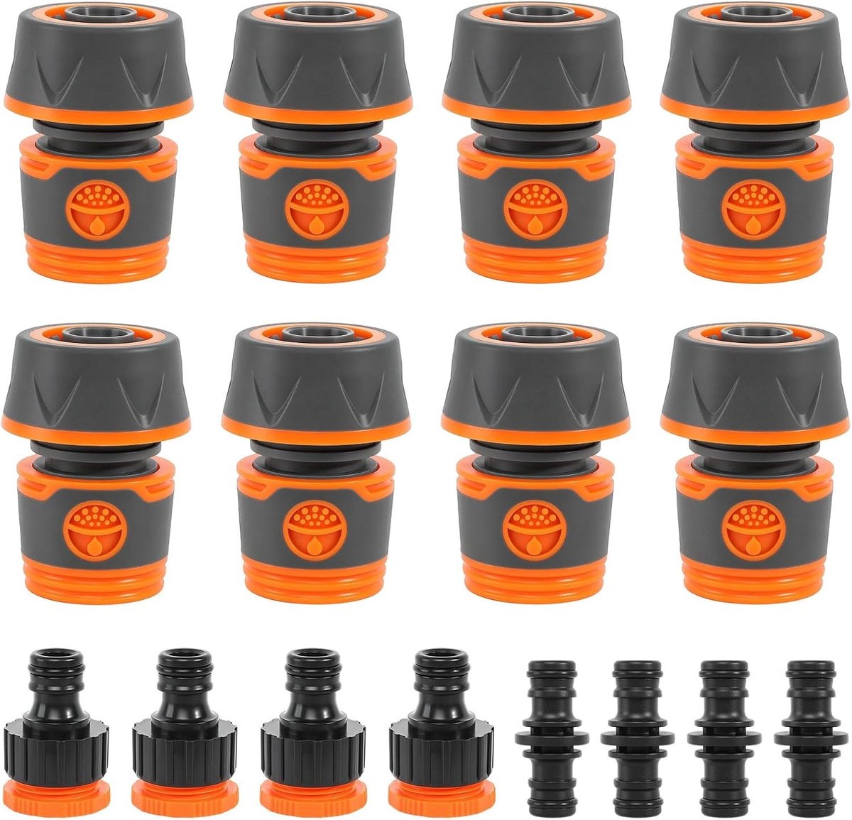 Hose Coupling Set van 8 Stuks, 3/4 Inch Tuinslang Verbindingen met Fittingen voor Tuin en Buitengebruik