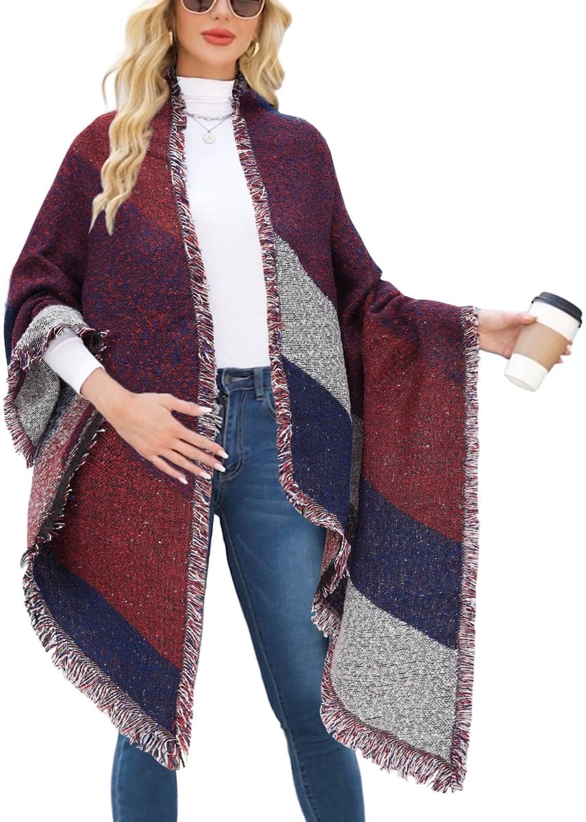 Elzusha - Oversized Sjaal voor Dames met Franje en Sterrenpatroon