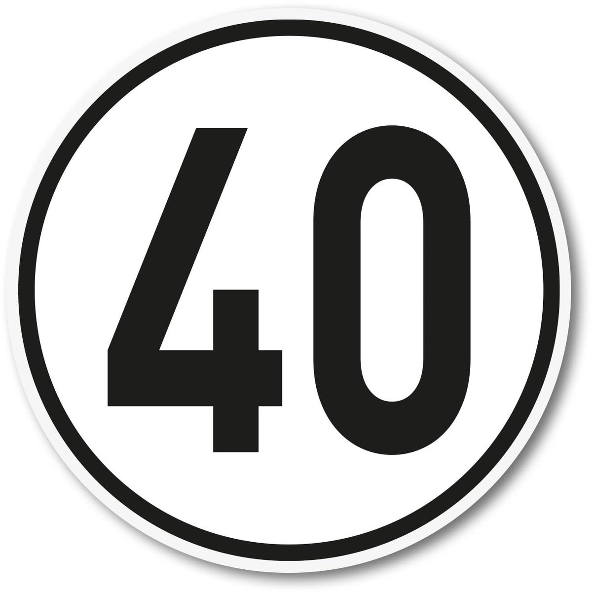 Elzusha - Snelheidssticker 40 km/u Ø 20 cm voor Voertuigen