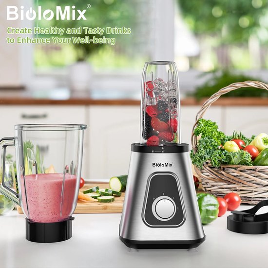 DeltaMerch Blender - Smoothie maker - 1.5L - Glazen kan - 1300W - BPA-vrij - IJs en bevroren fruit - 600 ML To-Go Beker - RVS van DeltaMerch — afbeelding 5