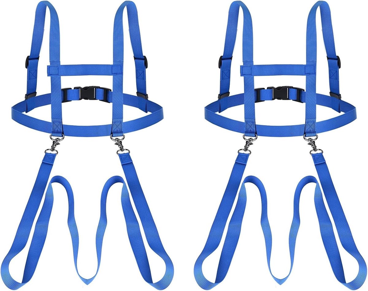 Verstelbare paardenlijn voor kinderen vanaf 3 jaar, 2 stuks, ideaal voor rollenspellen, buitenspeelgoed en ski-avonturen (blauw)
