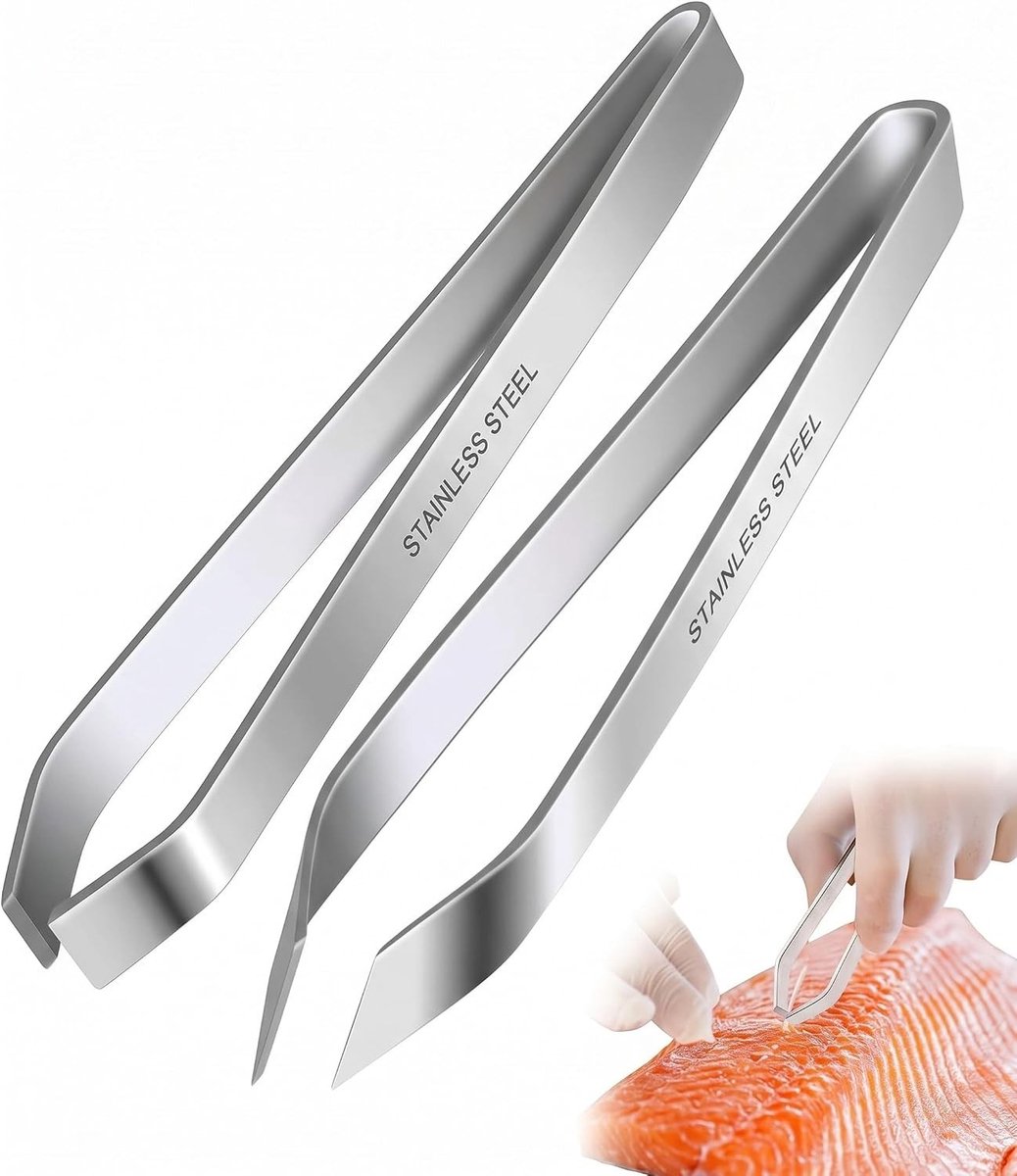 Precisie visgraatpincet van roestvrij staal (2 stuks) voor koken, grillen en serveren van vlees en vis