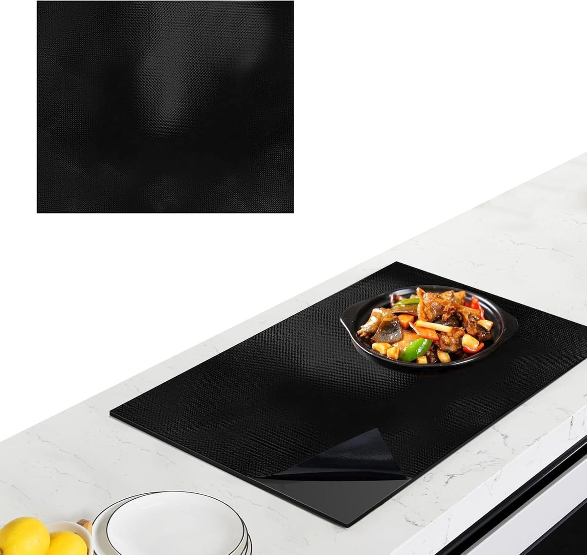 Inductiekookplaat Beschermmat - Zwart - 61 x 52 cm - Siliconen en Glasvezel - Voor Inductiekookplaten