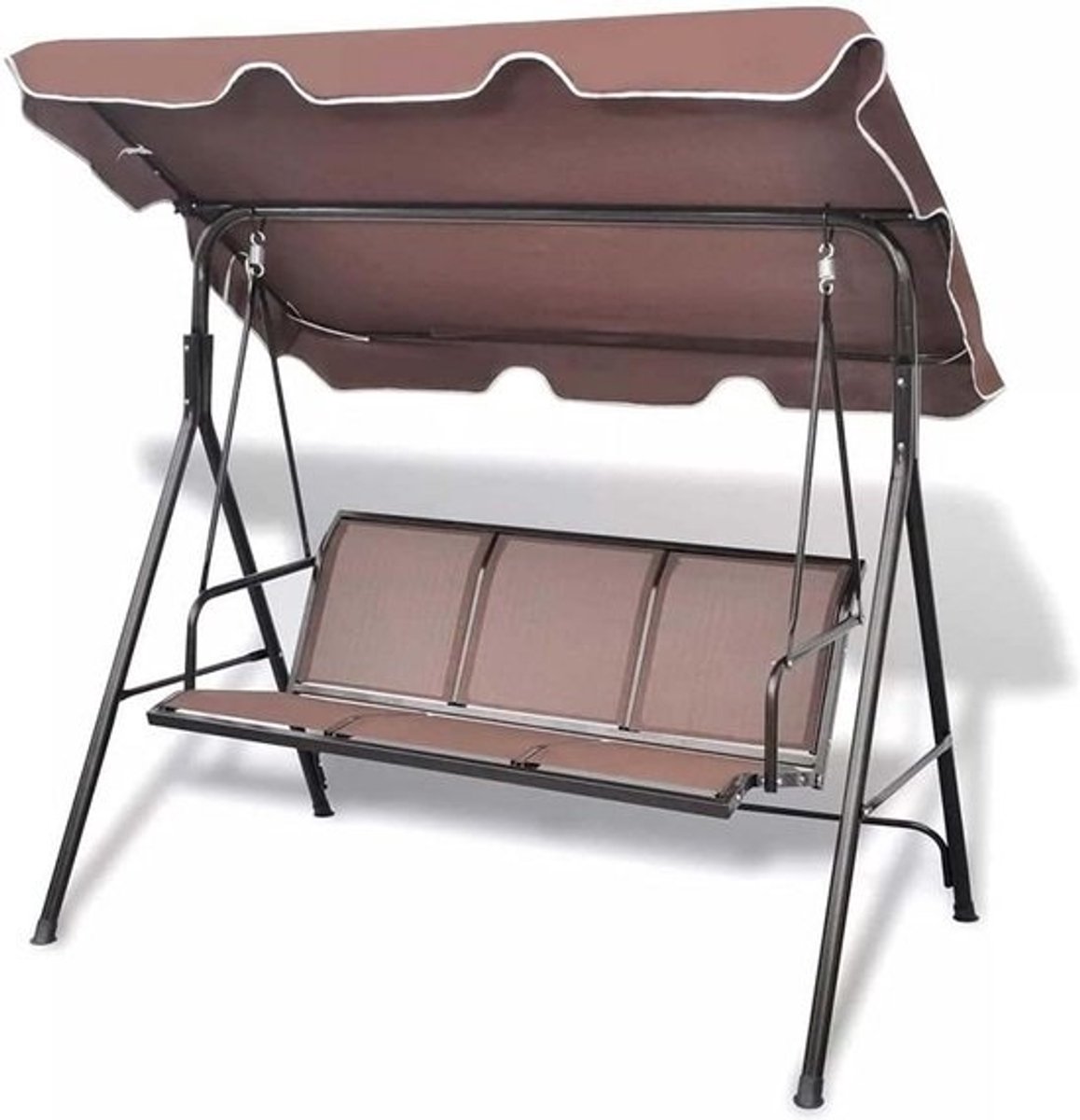 3-zits Schommelbank met Zonnedak - Roestvrijstalen Frame, Ademend Textiel, Ideaal voor Tuin en Terras