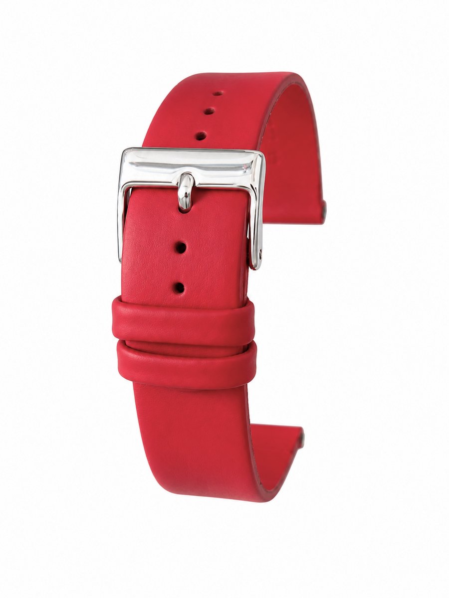 Horlogeband-horlogebandje-Rood-16mm-Echt Leer-Recht-Glad-Soepel-Zacht-Leer-16 mm