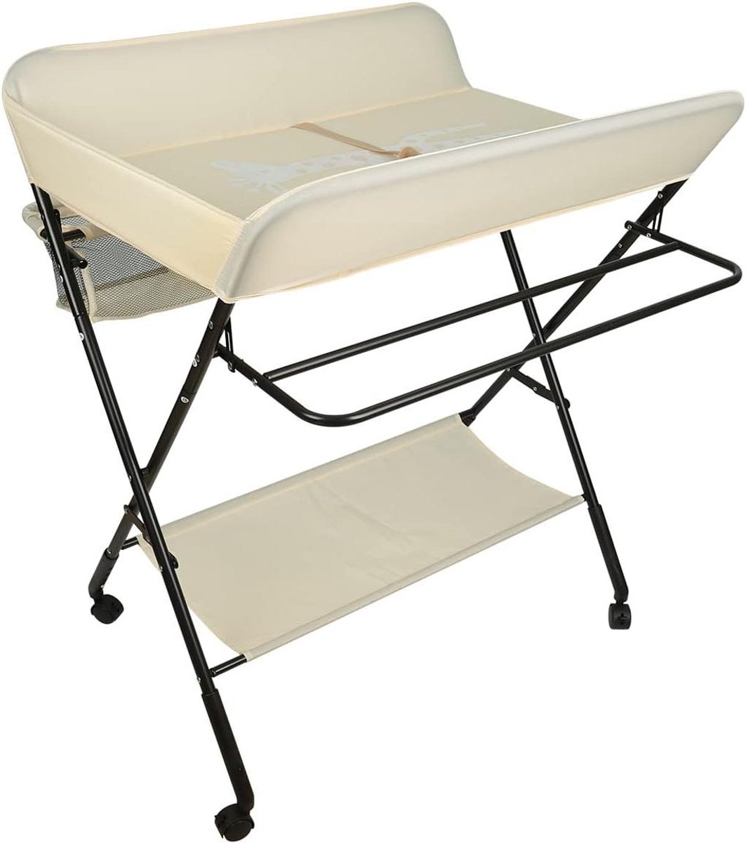 Baby Verschoontafel - Commode Organizer - Babyverzorging Thuis - Inklapbaar Ontwerp - 80x66x98cm - Beige