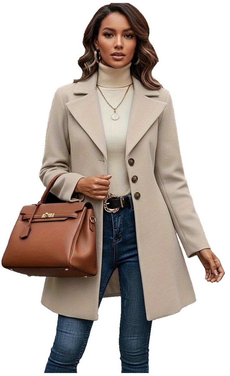 Currero Mantel Dames Tussenmantel Winter Jas Mantelpakje Trenchcoat Overjas Overcoat Winterjas Lichtgrijs