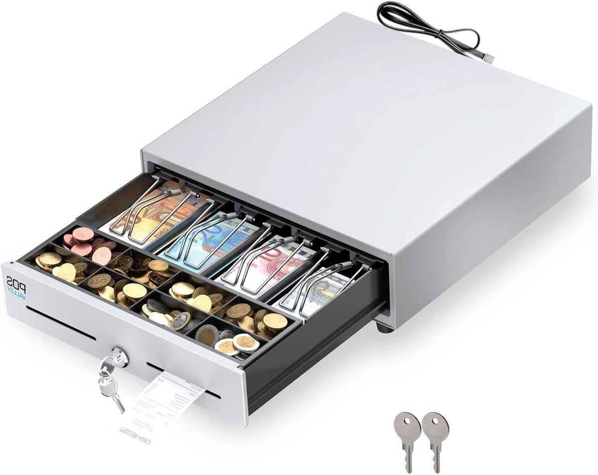 Geldlade - Kassalade - Winkel Verkoop - Automatische Opening - 33 x 33 cm - Wit