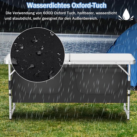 Campingkeuken - Opvouwbare kast - Outdoor koken - Aluminium frame - 120 x 47 x 62 cm - Grijs — afbeelding 2