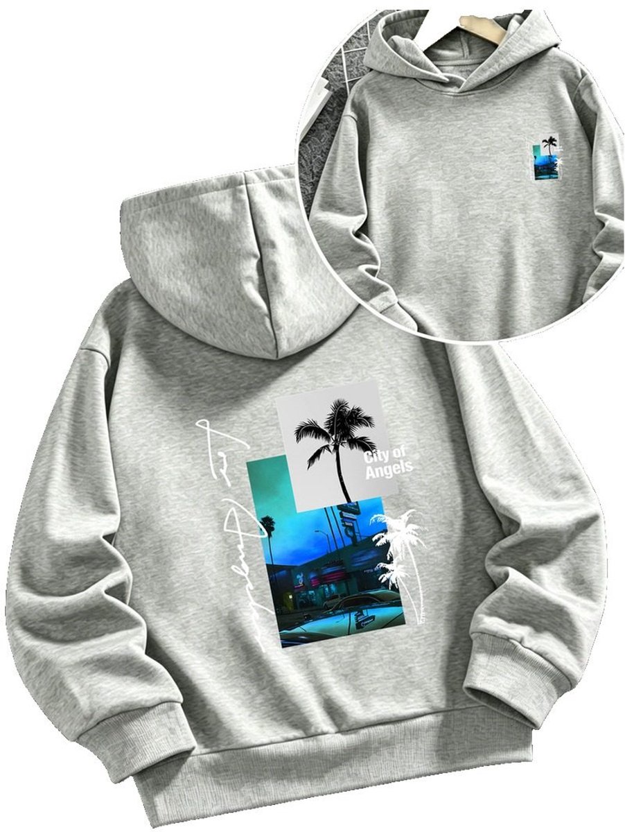 Currero Hoodie Jongens Warme Hoodie Met Capuchon Comfortabele Sweater Casual Trui Pullover Jongenstrui Lichtgrijs 13-14 Jaar