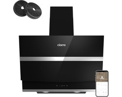 CIARRA VM6736NB- A+++ 692 m³/u Schuine Afzuigkap 60 cm - Recirculatie & Luchtafvoer incl. Koolstoffilter - met BOOST 4 Standen Wi-Fi - SensorTouch Bediening - LED - Zwart