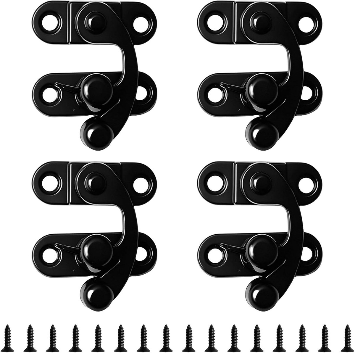 Antieke vintage hoorn slotset van 4 stuks, mini slot van zinklegering voor sieradenkisten en houten dozen, duurzaam en roestbestendig