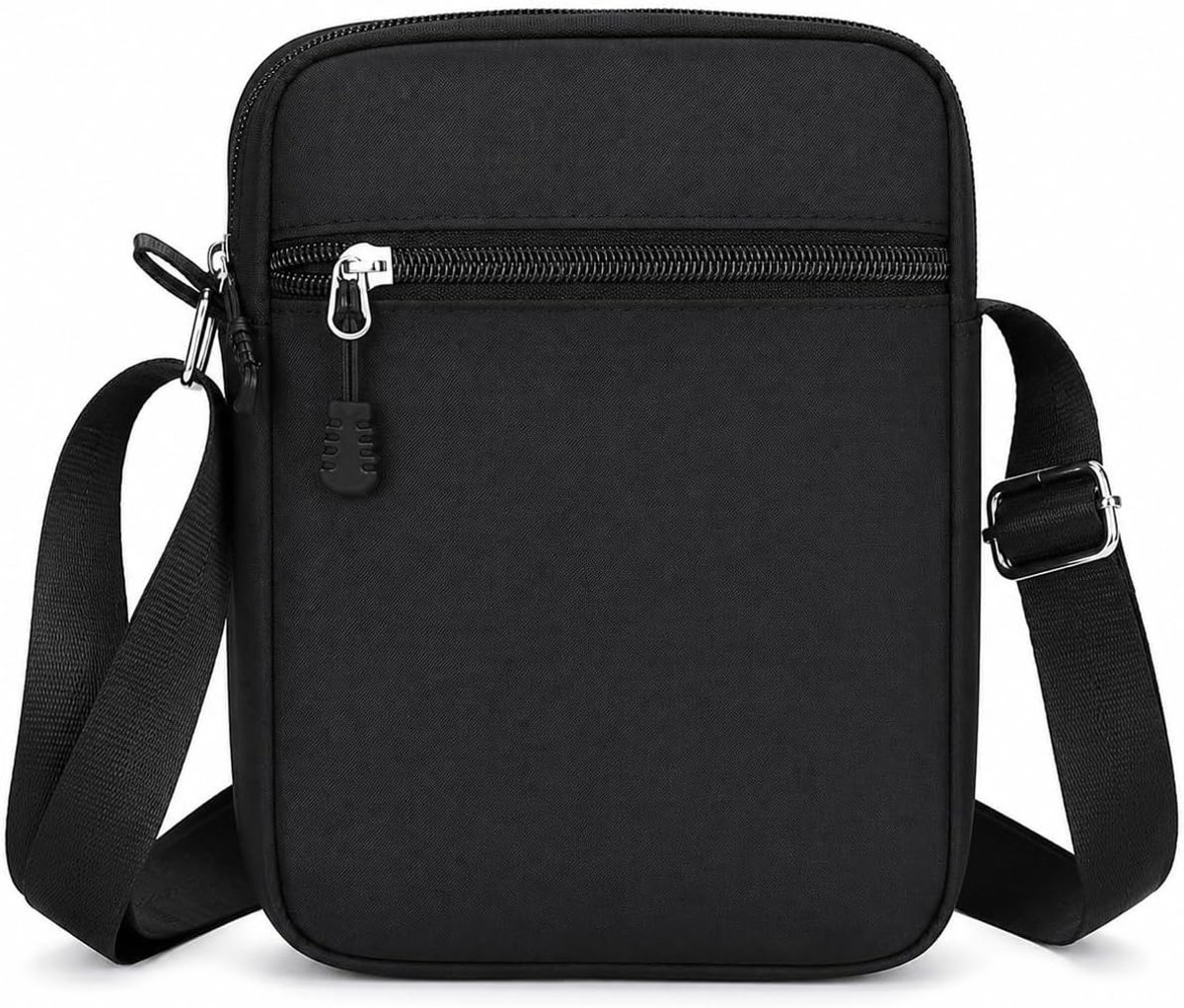 Schoudertas voor Kinderen met Verstelbare Schouderband en Heupriem - Mobiele Telefoon Tas voor Jongens en Meisjes, Ideaal voor Smartphone, Compact en Handzaam, Zwart 20 x 15 x 2 cm