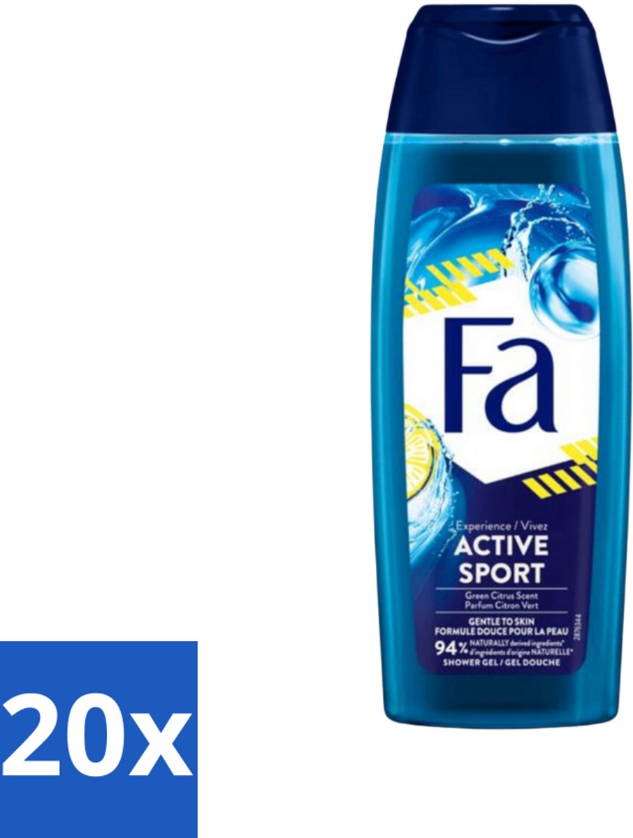 Fa Men - Douchegel - Active Sport - Verfrissend - Green Citrus - 250 ml - Bulkverpakking - 20 stuks
