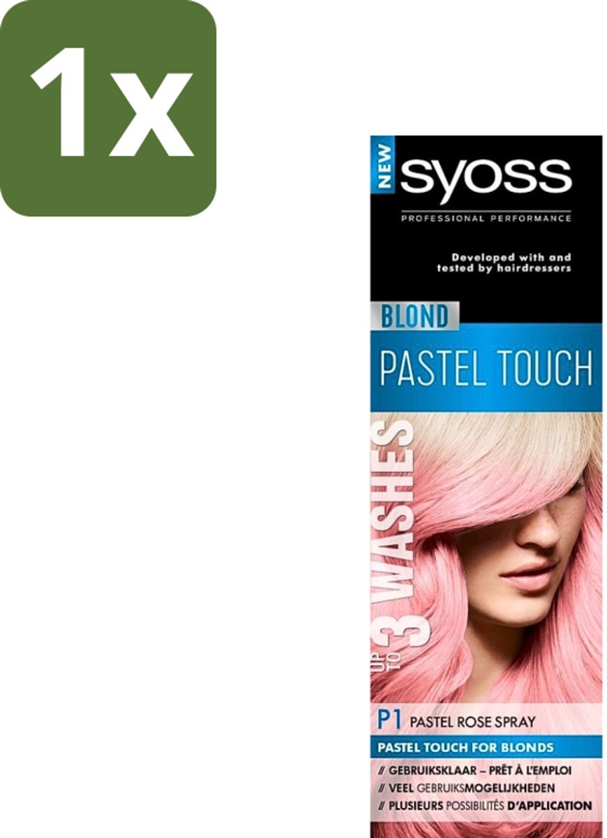 1 x Syoss Color Blond Pastel Touch P1 Pastel Rose - Haarverf Spray - Pastel Rose - Haarverf Spray - Pastel Rose - Blond - Salonplex Technologie - Haarverf