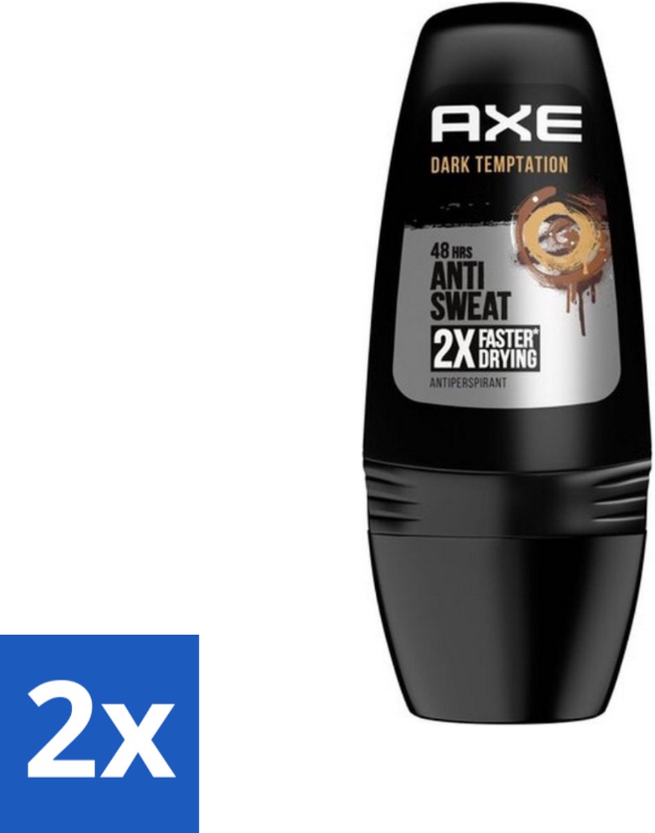 2 x Axe - Deodorant Roller - 48hrs Anti Sweat - Dark Temptation - Anti-transpirant - 50 ml - 48 Uur Bescherming - Antitranspirant Roller - Zweetbevochtiging - Geur - Chocolade