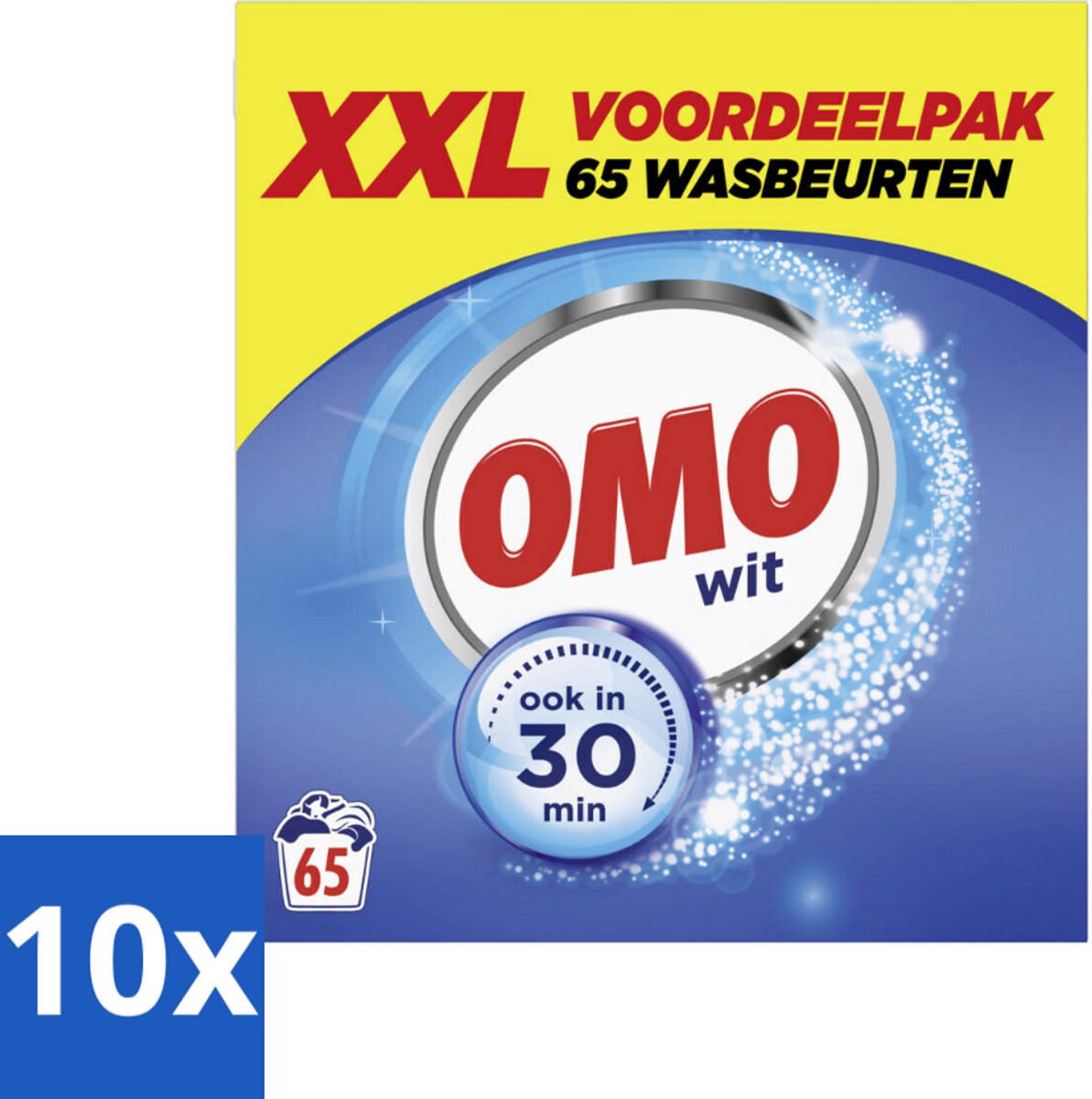10 x OMO Waspoeder Wit 65 Wasbeurten 3,835 kg - Wit Waspoeder - Waspoeder Wit - Waspoeder 30 Min - Waspoeder 65 Wasbeurten - Waspoeder Wit XXL