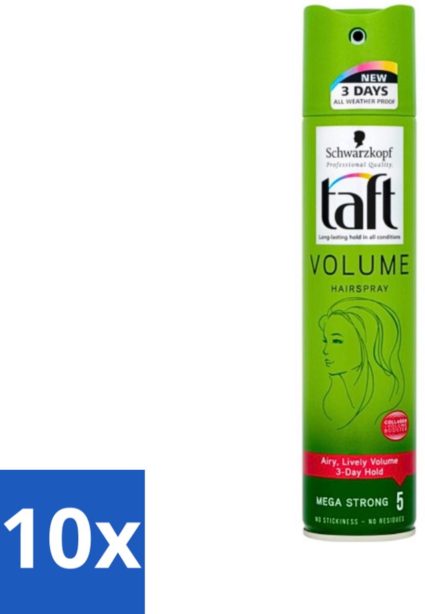 Schwarzkopf - Taft - True Volume Haarspray - Mega Strong - Volumeboost & Fixatie - 250 ml - Bulkverpakking - 10 stuks