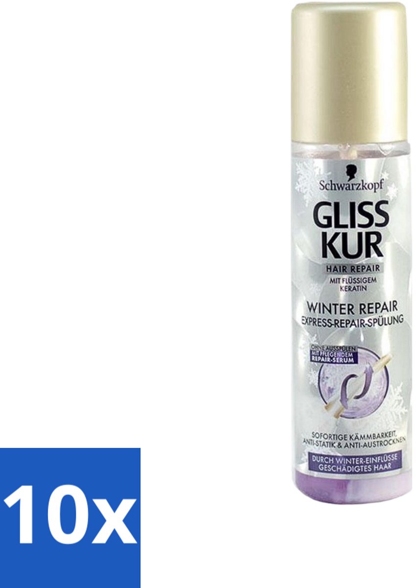 Gliss-Kur - Anti-Klit Spray - Winter Repair - Makkelijke Kambaarheid - 200 ml - Bulkverpakking - 10 stuks