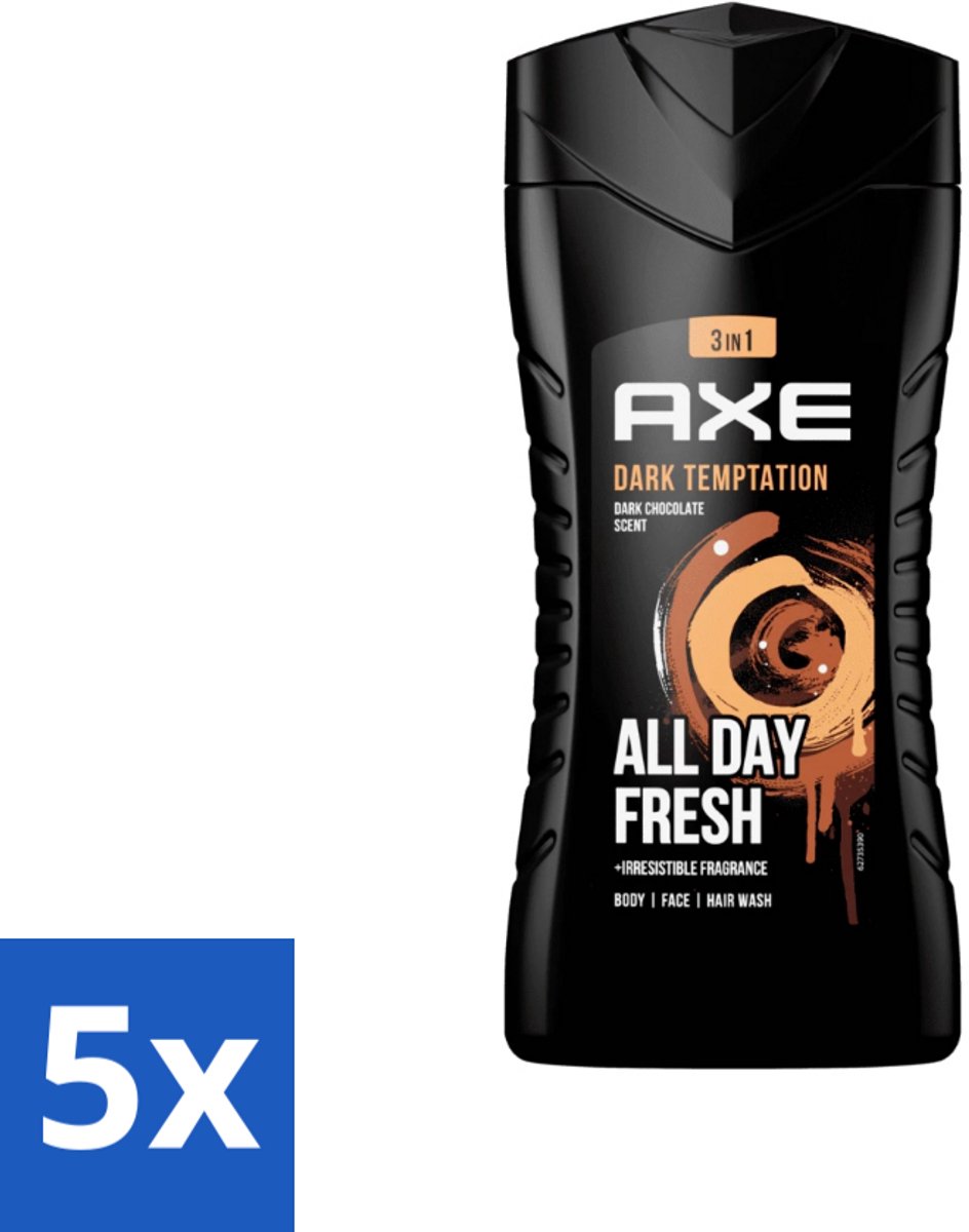Axe - 3-in-1 Douchegel - Dark Temptation - Dark Chocolate - 250 ml - Bulkverpakking - 5 stuks