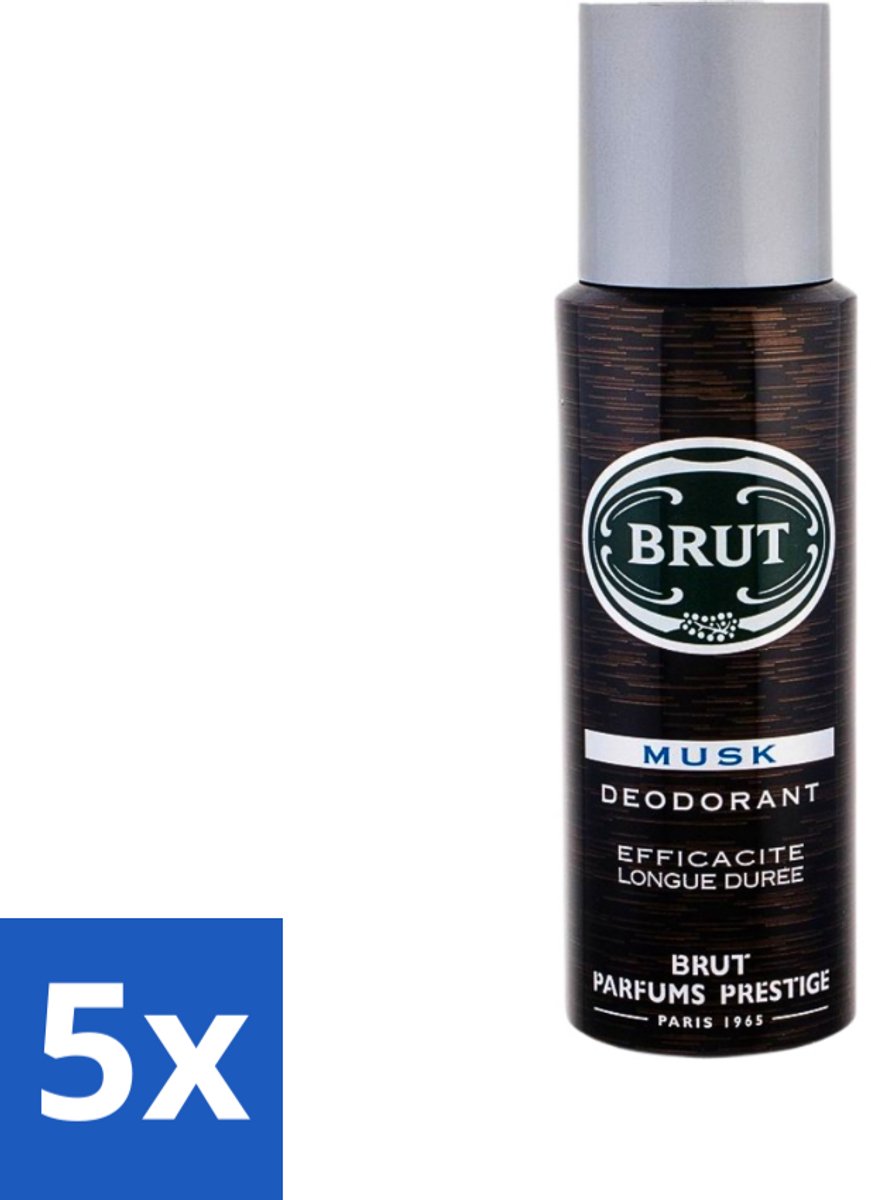 Brut - Deodorant - Spray - Musk - Klassieke mannengeur - 200ml - Bulkverpakking - 5 stuks