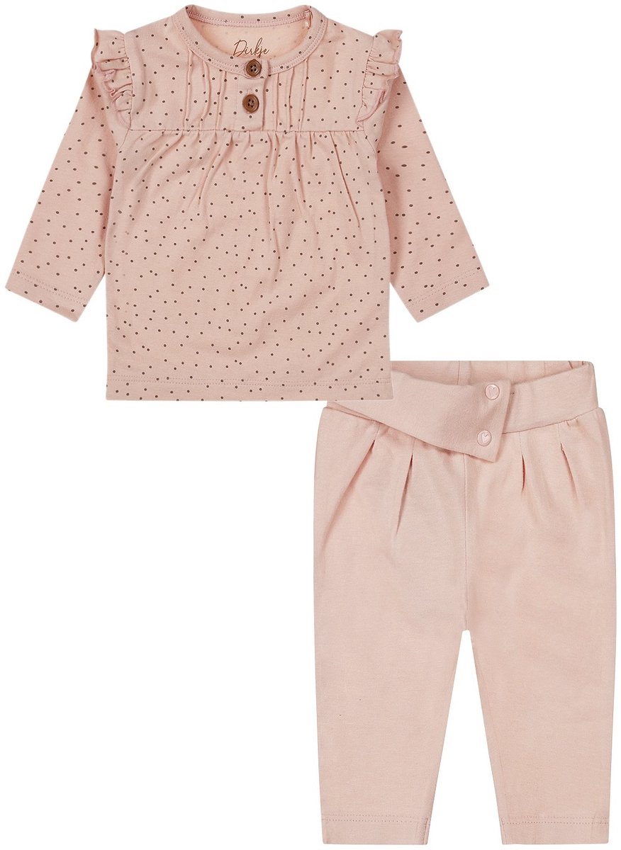 Dirkje kledingset meisje: Shirt Dot en broek Dusty Roze maat 50