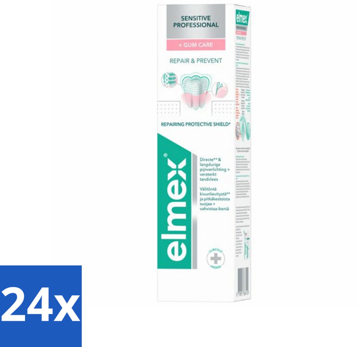 24 x Elmex Tandpasta Sensitive Professional Gum Care 75 ml - Gevoelige Tanden - Tandpasta - Gevoeligheid - Tandarts Aanbevolen - PRO-ARGIN Technologie