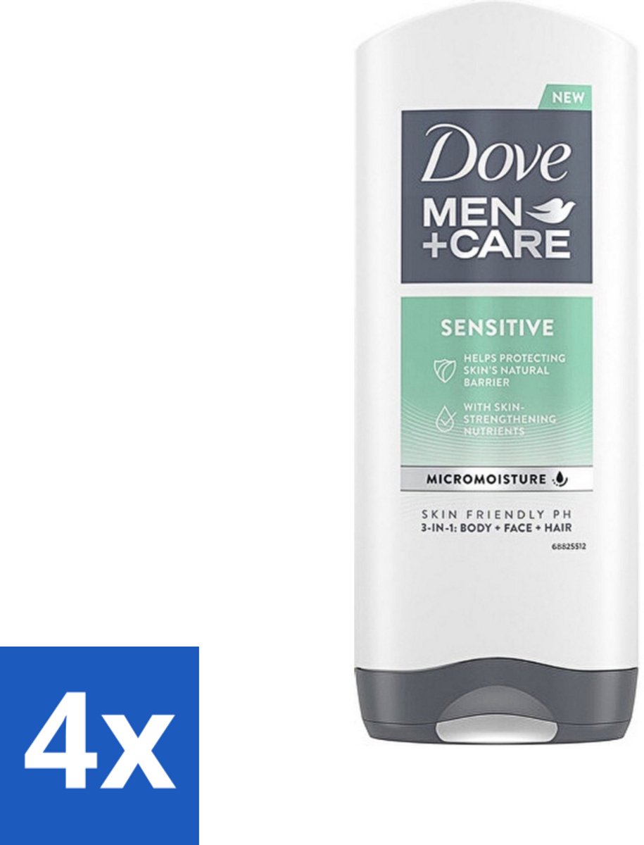 4 x Dove - Shower Gel - 3-in-1 - Men Care Sensitive - Verfrissend en zacht - 400 ml - Dove Men Care - Douchegel - Gevoelige Huid - 3-in-1 - Lichaam Verzorging