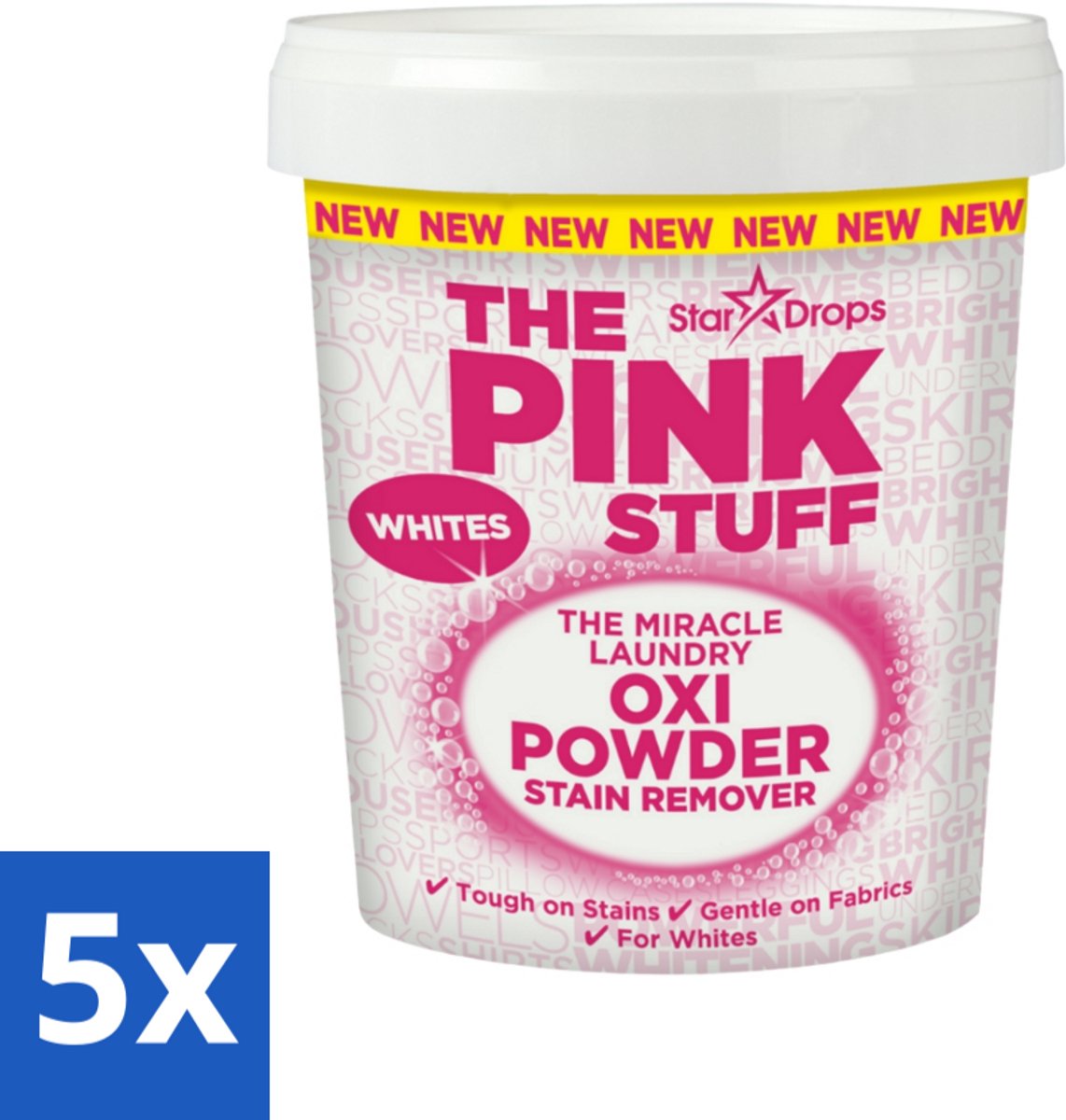 The Pink Stuff - Vlekverwijderaar - Voor Witte Was - 1kg - Bulkverpakking - 5 stuks