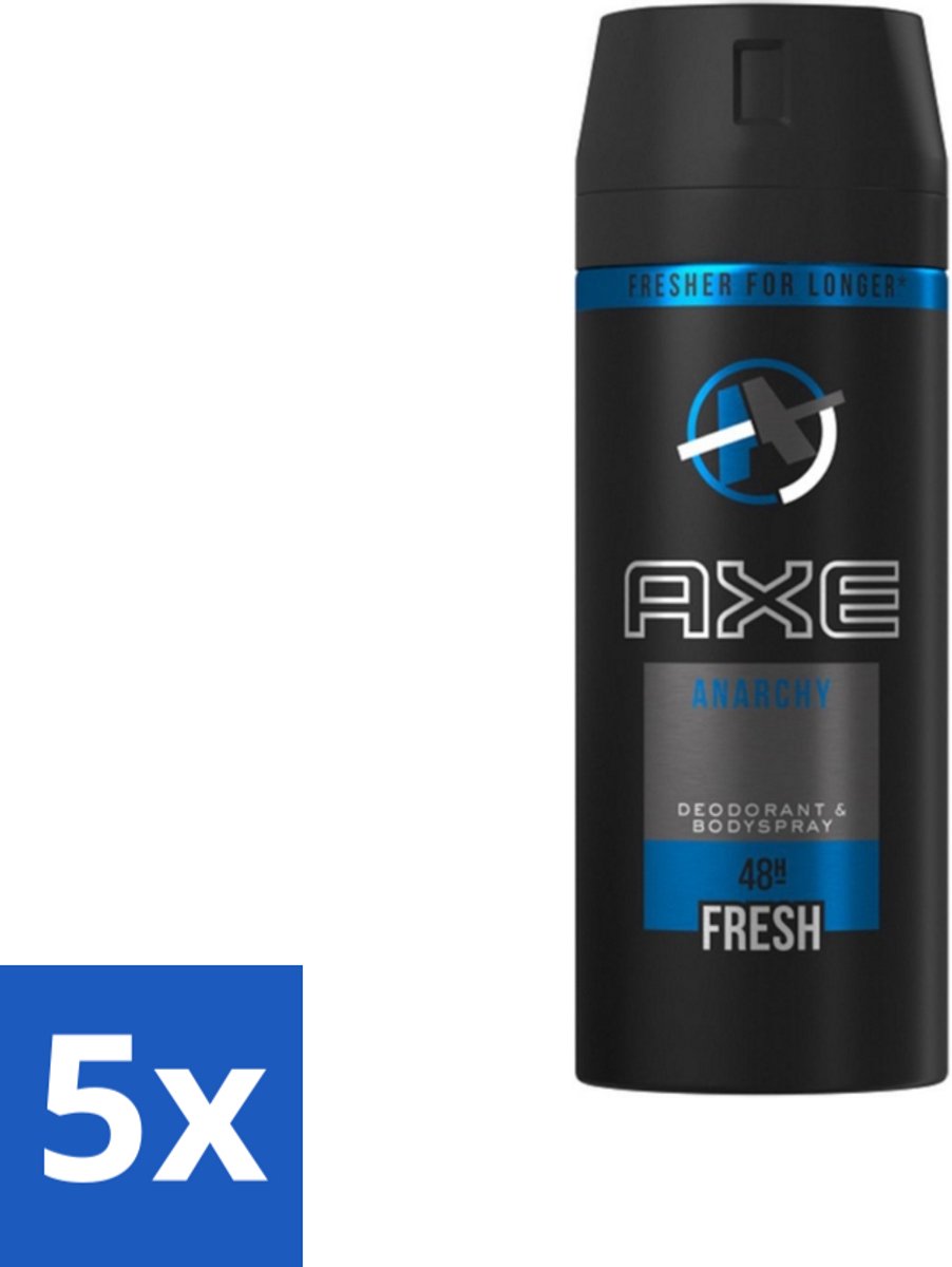 5 x Axe - Deodorant Bodyspray - 48hrs Fresh - Anarchy for Him - 150 ml - Anarchy For Him - Axe - Deodorant Bodyspray - 48h Fresh - Geurbescherming